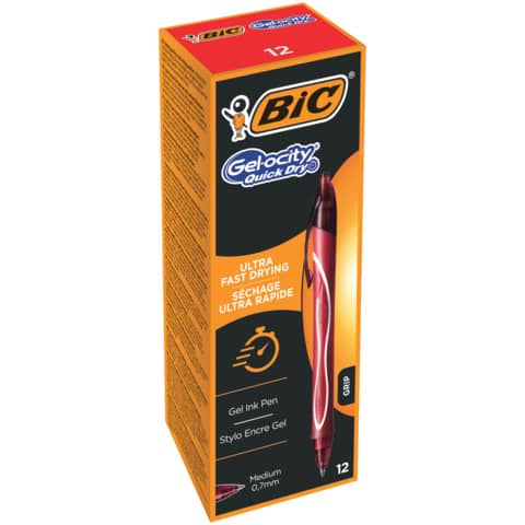 Penna gel a scatto BIC Gel-Ocity Quick Dry M 0,7 mm rosso 949874